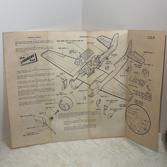 Vintage 1968 Lindberg Line Grumman Avenger TBM-3 Torpedo Bomber 1/72 Model Kit - Picture 8 of 17